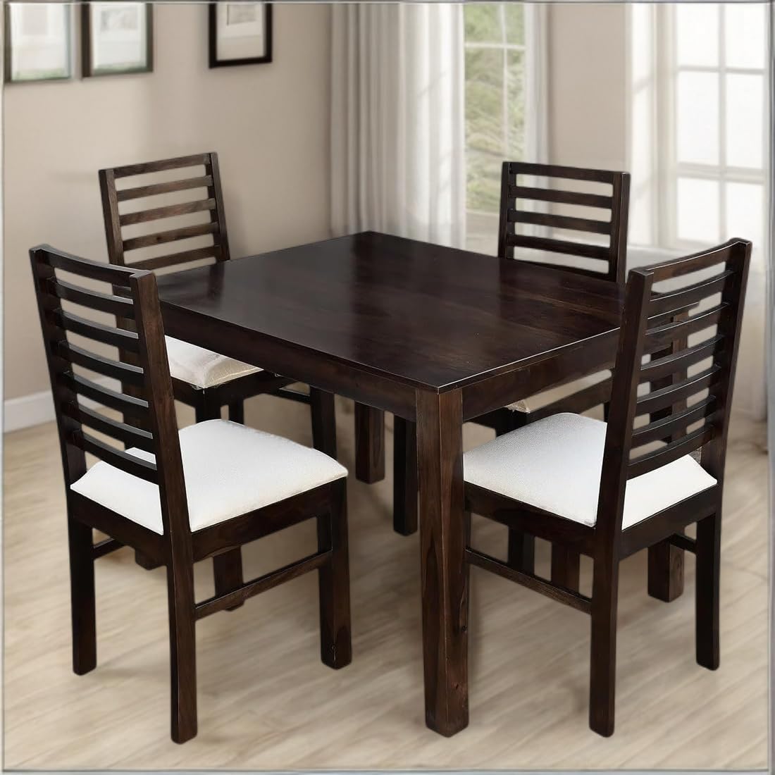 Premium Sheesham Wood Dining Table(45x30) with 4 Chairs | 4 Seater Dining Set | Wooden Dining Table with Chair | Dining Room Furniture