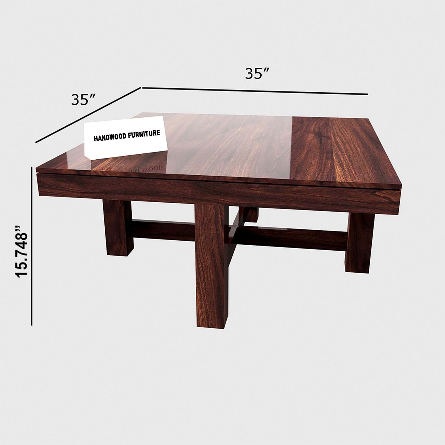 Premium Sheesham Wood Coffee Table for Living Room | Wooden Coffee Table with 4 Stool | Walnut Finish with Flower Printed Cushions