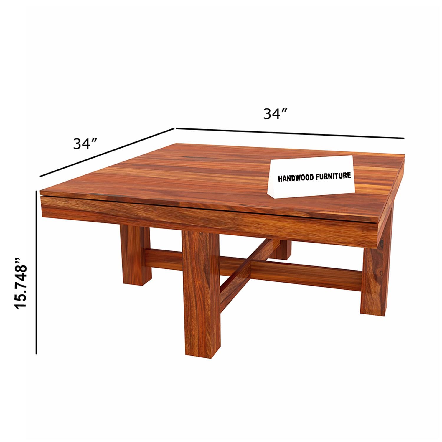Premium Sheesham Wood Coffee Table for Living Room | Wooden Coffee Table with 4 Stool | Walnut Finish with Flower Printed Cushions