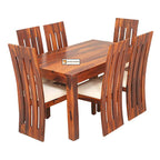 Sheesham Wood Dining Table(57x35) with 6 Chairs | 6 Seater Dining Set | Wooden Dining Table with Chair - Dining Room Furniture