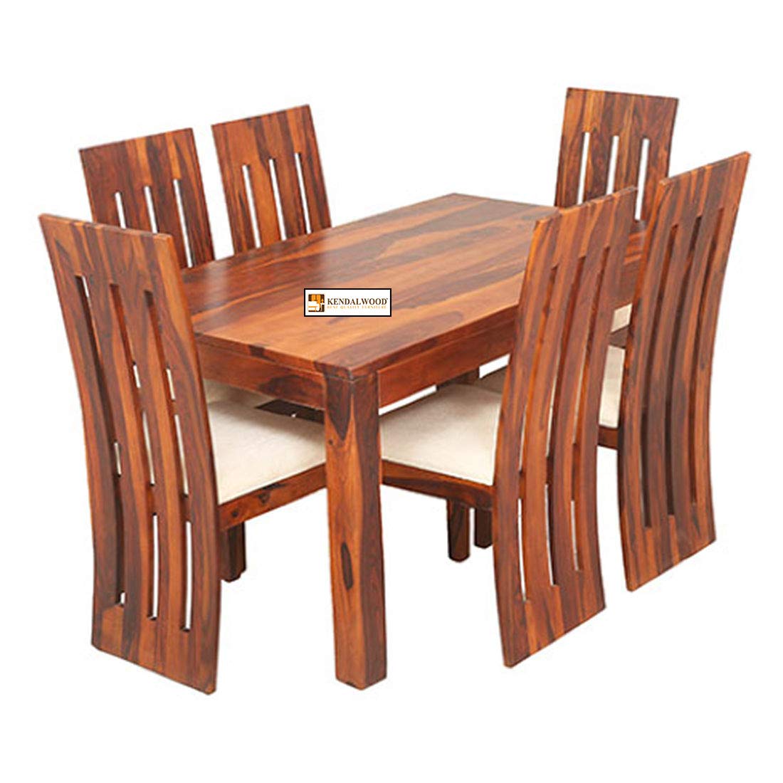Sheesham Wood Dining Table(57x35) with 6 Chairs | 6 Seater Dining Set | Wooden Dining Table with Chair - Dining Room Furniture