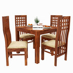 Premium Sheesham Wood Dining Table (34x34) with 4 Chairs | 4 Seater Dining Set | Wooden Dining Table with Chair | Dining Room Furniture