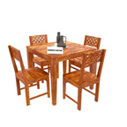 Premium Sheesham Wood Dining Table (34x34) with 4 Chairs | 4 Seater Dining Set