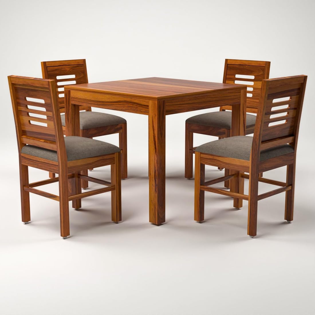 Sheesham Wood Dining Table Square (34x34) with 4 Chairs | 4 Seater Dining Set | Wooden Dining Table with Chair | Dining Room Furniture