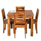 Furniture Sheesham Wood Natural Teak Finish 4 Seater Dining Table Set