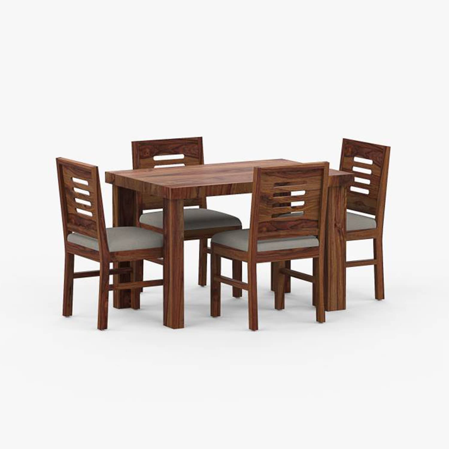 Solid Wood Dining Table with 4 Chairs | 4 Seater Dining Set | Wooden Dining Table with Chair - Dining Room Furniture