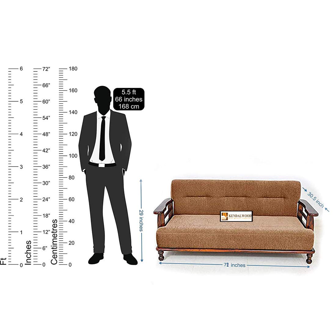 Solid Sheesham Wood Sofa Set | Wooden Sofa Set | Pre Assembled (Ready to Use) | Fabric 3 + 1 + 1 Natural