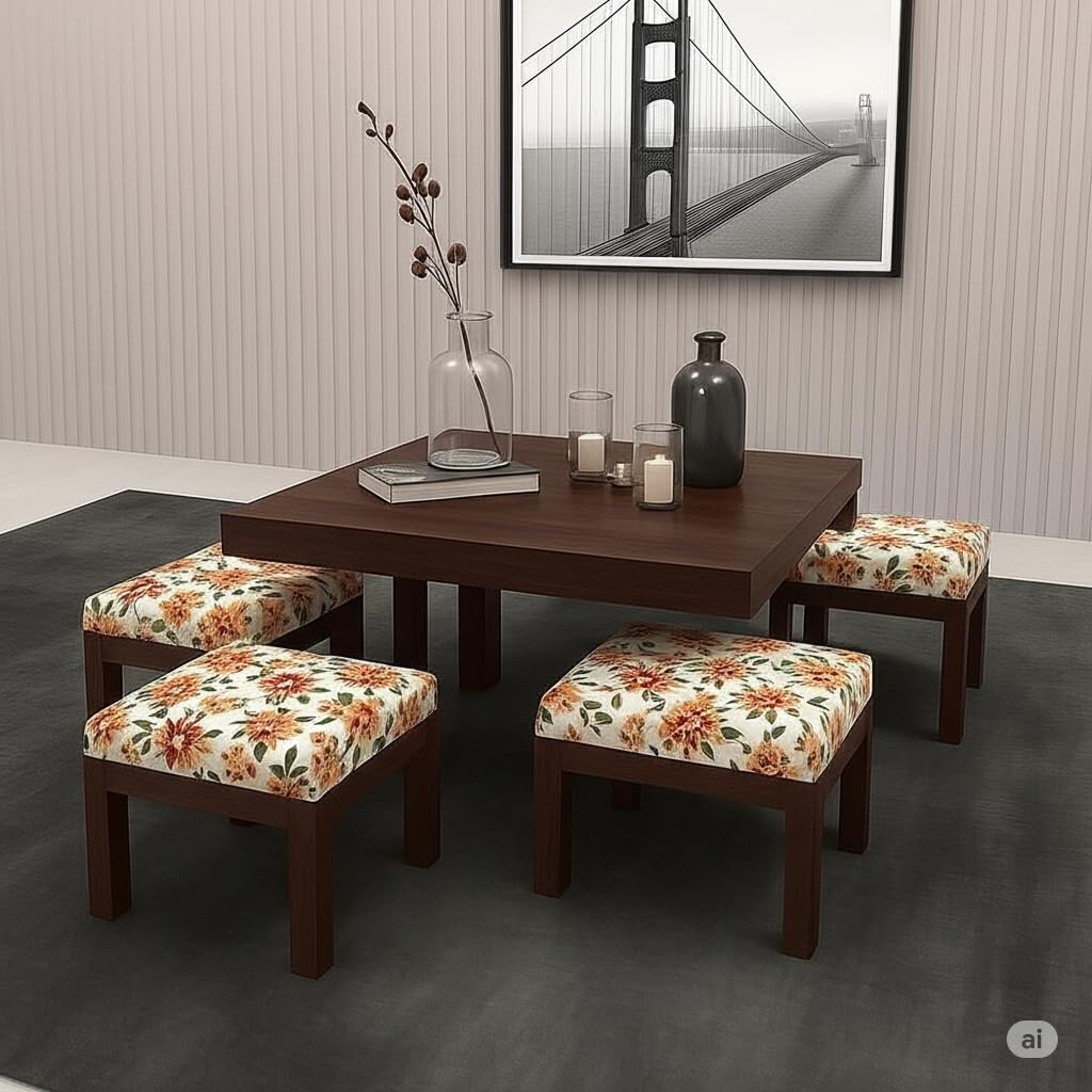 Square Sheesham Wood Coffee Table for Living Room | Wooden Center Table