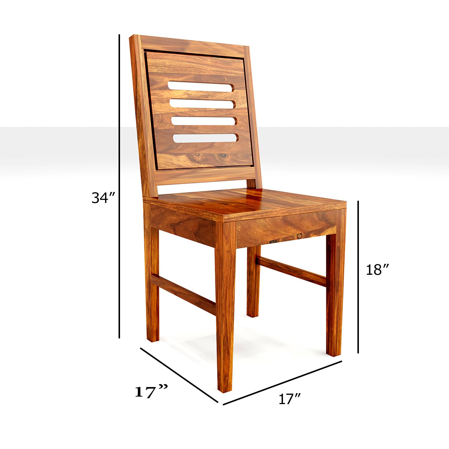 Modern Home Furniture | Solid Wood Dining Chair Set of 2 | Chair for Home & Office | Walnut Finish with Cream Cushions, Pre Assembled (Ready to Use)
