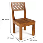 Sheesham Wood Dining Table(34x34) with 3 Chairs & 1 Bench | 4 Seater Dining Set | Wooden Dining Table with Chair - Dining Room Furniture