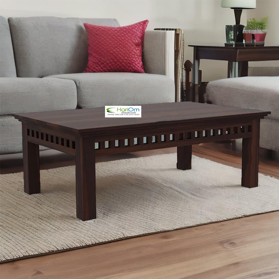 KendalWood Furniture Rectangle Sheesham Wooden Coffee Table for Living Room