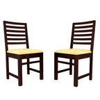 Modern Home Furniture | Solid Wood Dining Chair Set of 2 | Multipurpose Chair for Home & Office | Honey Finish with Cream Cushions