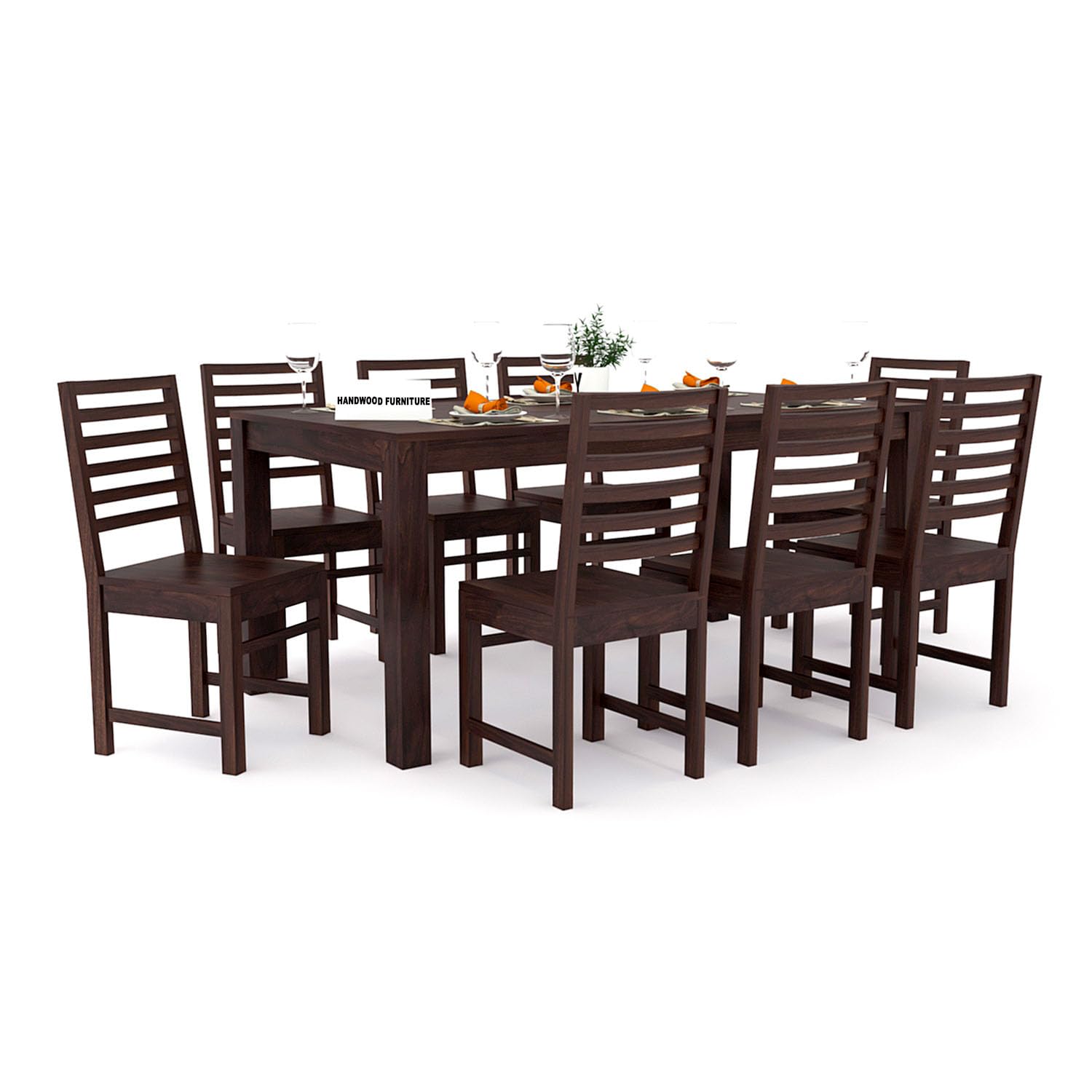 Sheesham Wood Dining Table(78x35) with 8 Chairs | 8 Seater Dining Set | Wooden Dining Table with Chair - Dining Room Furniture
