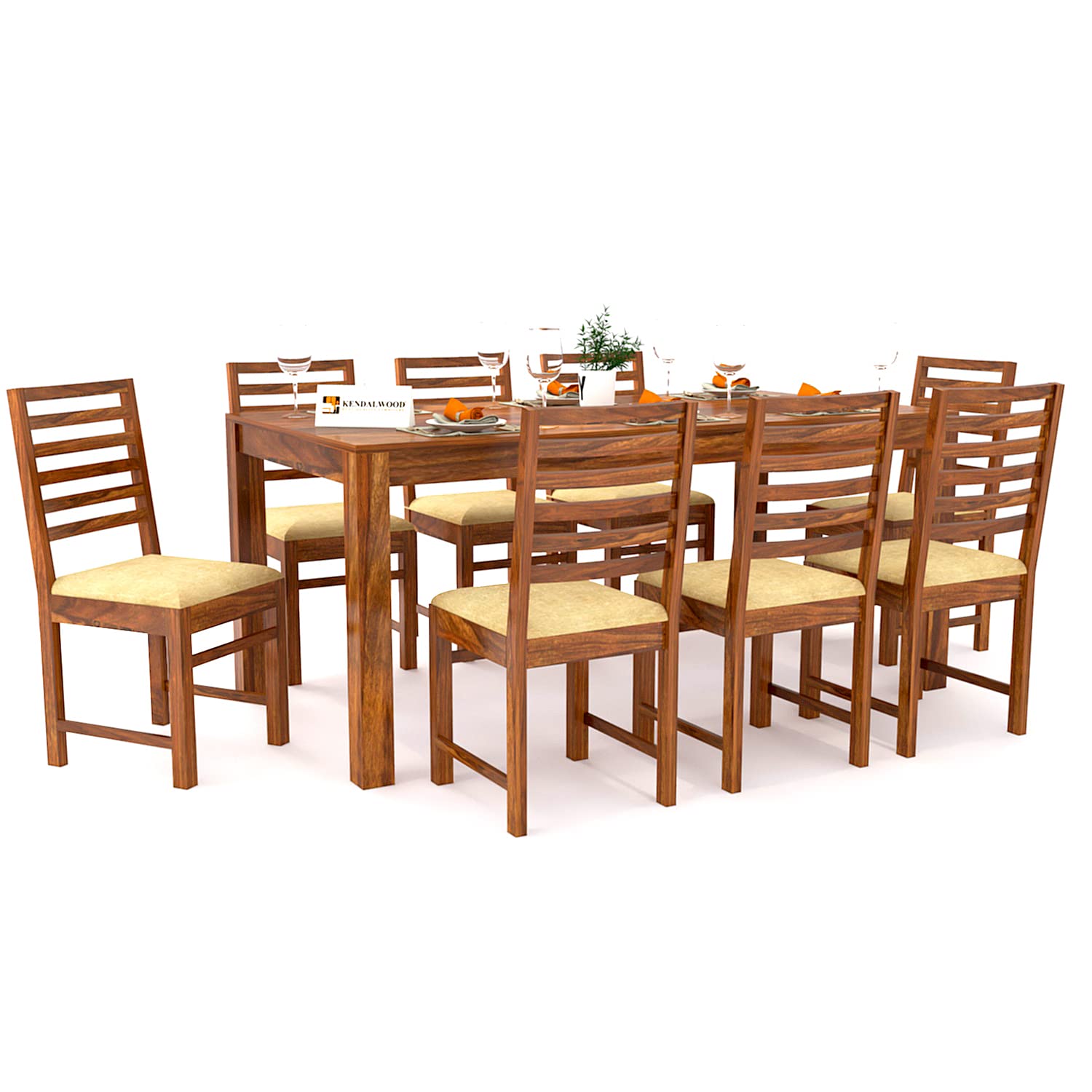 Sheesham Wood Dining Table with 8 Chairs, | 8 Seater Dining Set | Dining Room Furniture