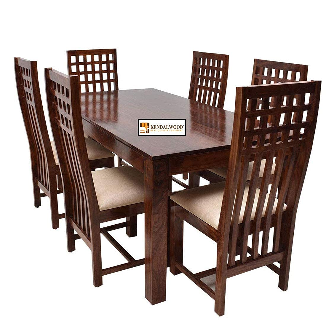 Sheesham Wood Dining Table with 6 Chairs | 6 Seater Dining Set | Wooden Dining Table with
