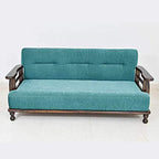 Solid Wood 5 Seater Wooden Sofa Set for Living Room Furniture | 3+1+1 Fabric Sofa Set Without Centre Table | Sofa for Home & Office Furniture
