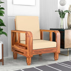 Solid Wood 1 Seater Wooden Sofa Set for Living Room Furniture | Sofa for Home & Office | 1 Seater Sofa