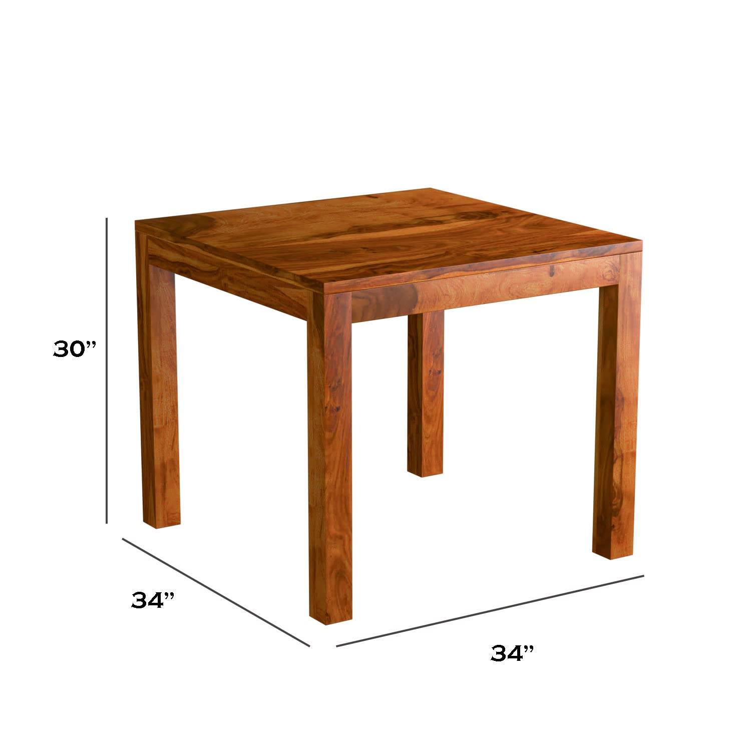 Sheesham Wood Dining Table(34x34) with 3 Chairs & 1 Bench | 4 Seater Dining Set | Wooden Dining Table with Chair - Dining Room Furniture