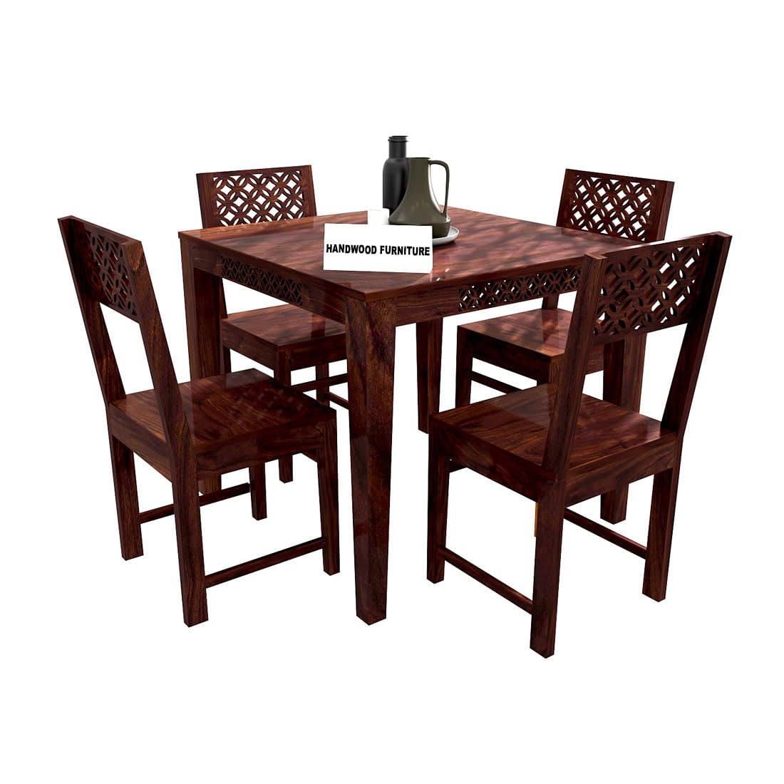 Premium Sheesham Wood Dining Table (34x34) with 4 Chairs | 4 Seater Dining Set
