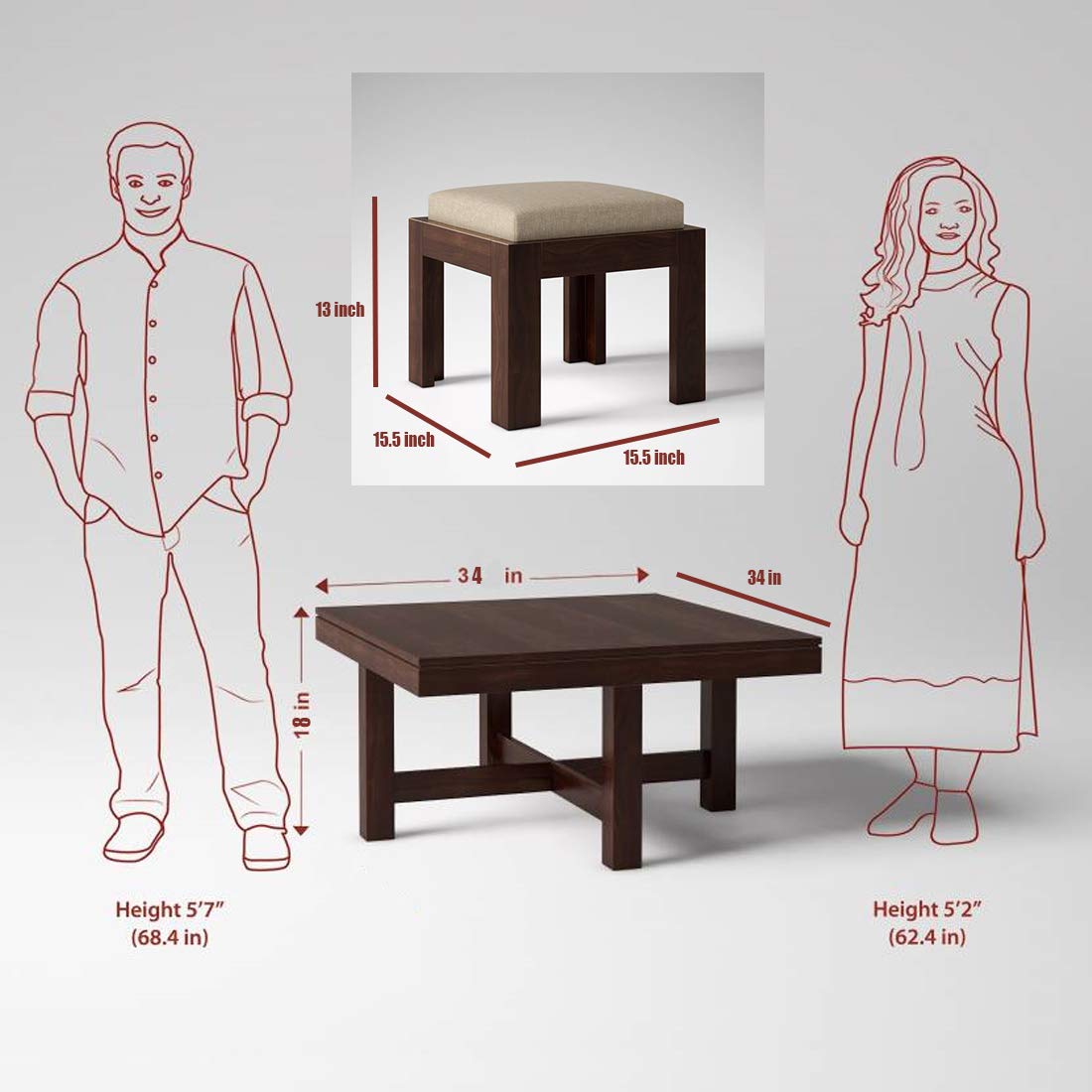 KendalWood Furniture Sheesham Wood Coffee Table for Living Room