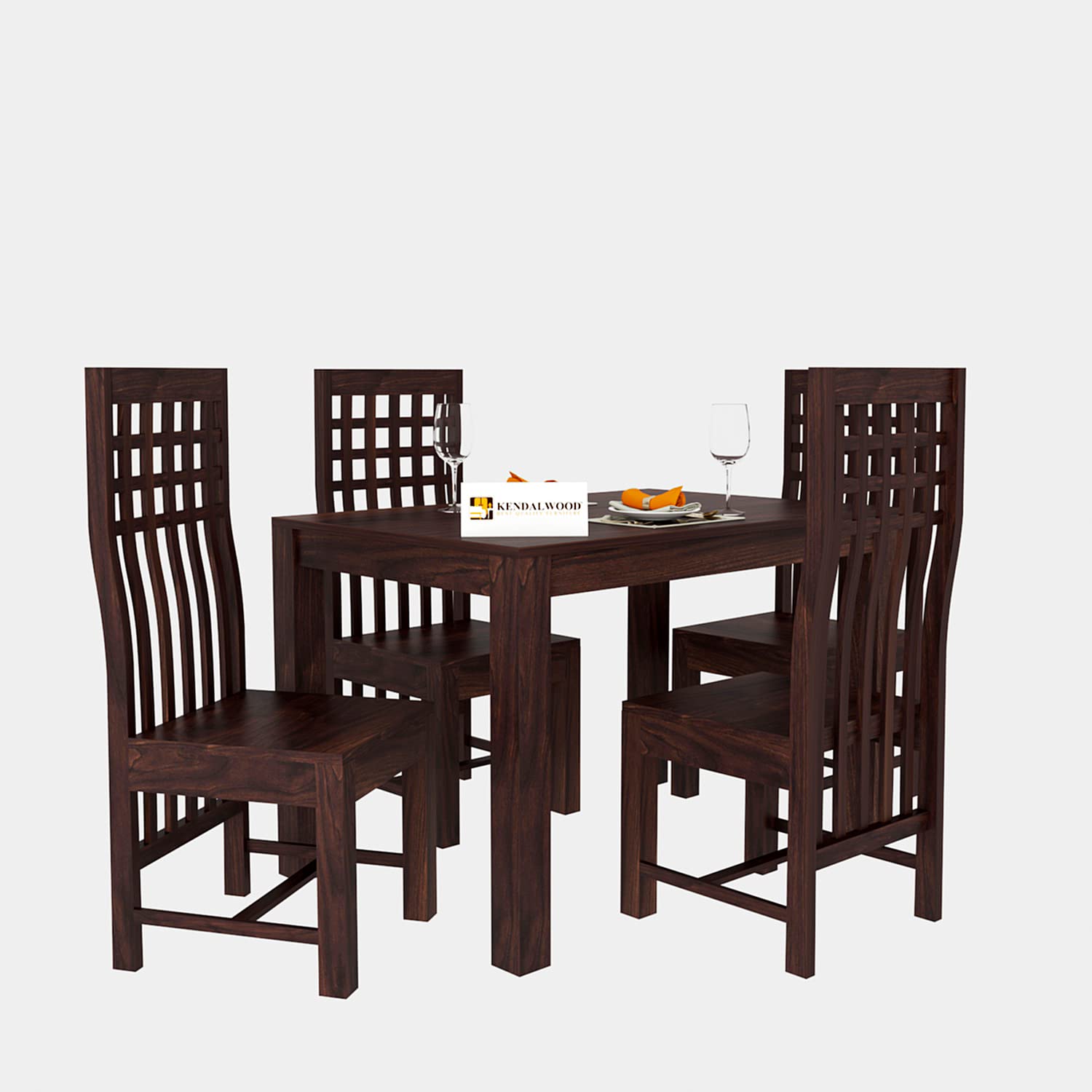 Sheesham Wood Dining Table (45x30) with 4 Chairs | 4 Seater Dining Set | Wooden Dining Table with Chair - Dining Room Furniture