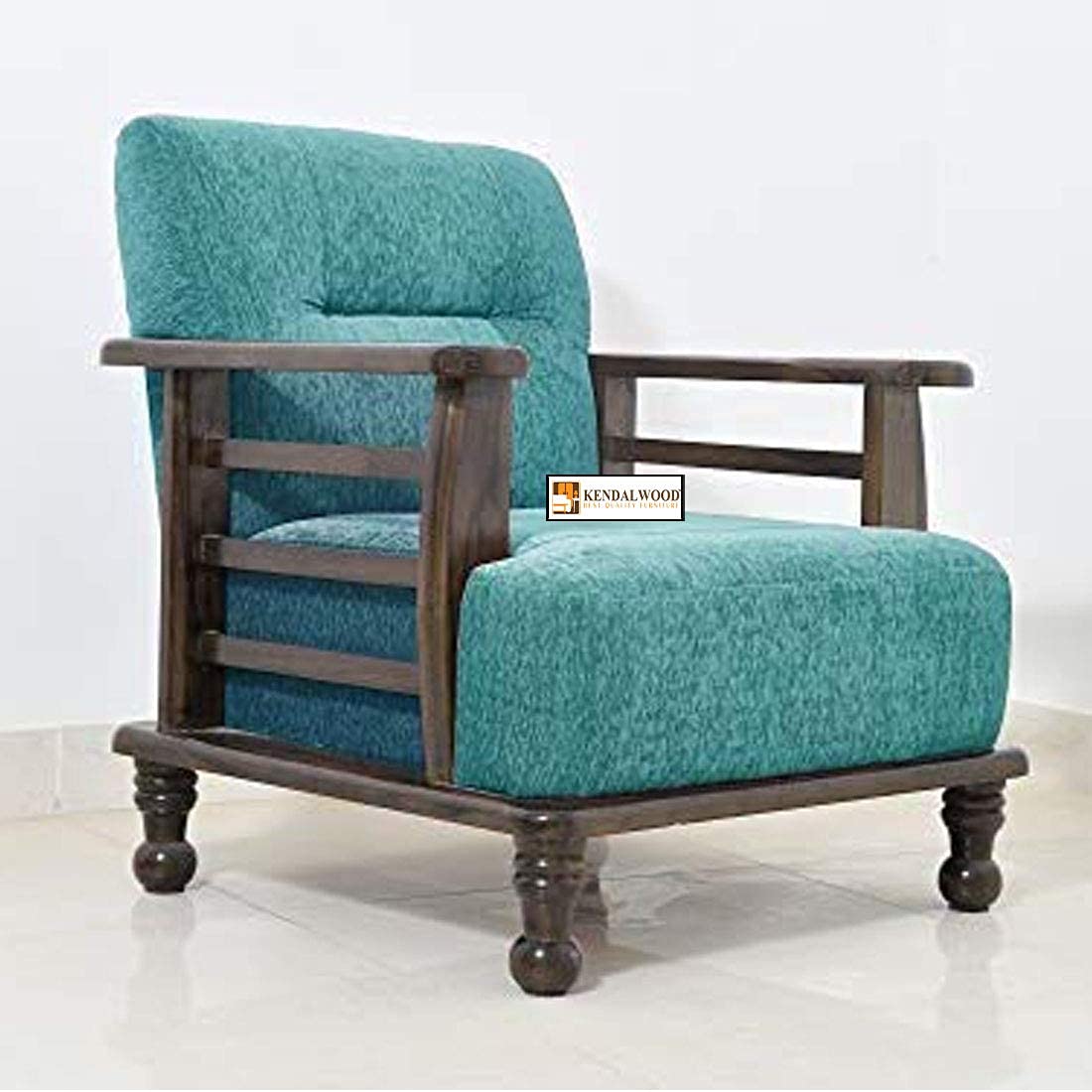 Solid Sheesham Wood Sofa Set | Wooden Sofa Set | Pre Assembled (Ready to Use) | Fabric 3 + 1 + 1 Natural