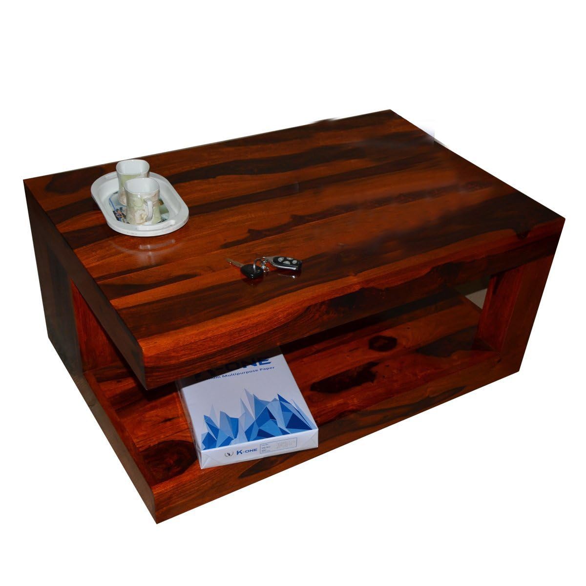 KendalWood Furniture Rectangle Sheesham Wood Coffee Table for Living Room