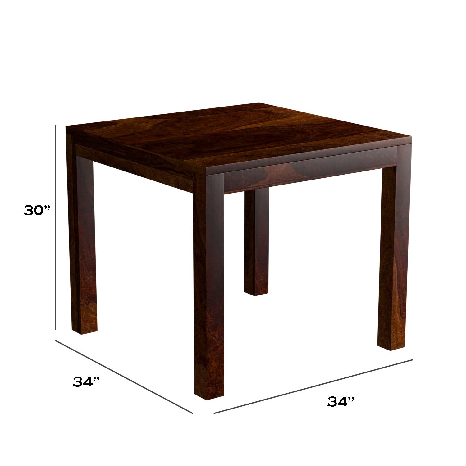 Sheesham Wood Dining Table(34x34) with 3 Chairs & 1 Bench | 4 Seater Dining Set | Wooden Dining Table with Chair - Dining Room Furniture