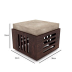 Sheesham Wood Center Coffee Table with 2 Wooden Stools Cream Cushion for Living Room