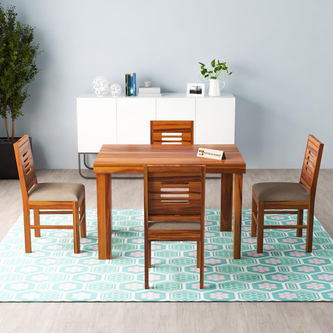 Sheesham Wood Dining Table (45x30 Inch) with 4 Chairs | Wooden Dining Table with Chair - Dining Room Furniture