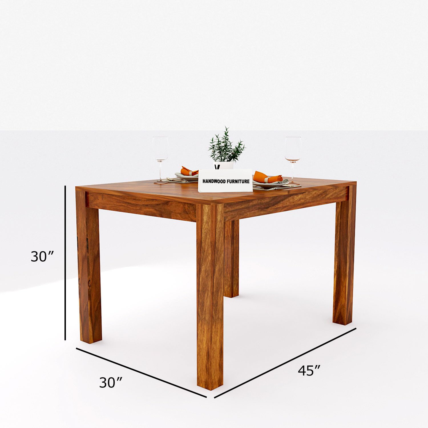 Premium Sheesham Wood Dining Table(45x30) with 2 Chairs | 2 Seater Dining Set | Wooden Dining Table with Chair | Dining Room Furniture