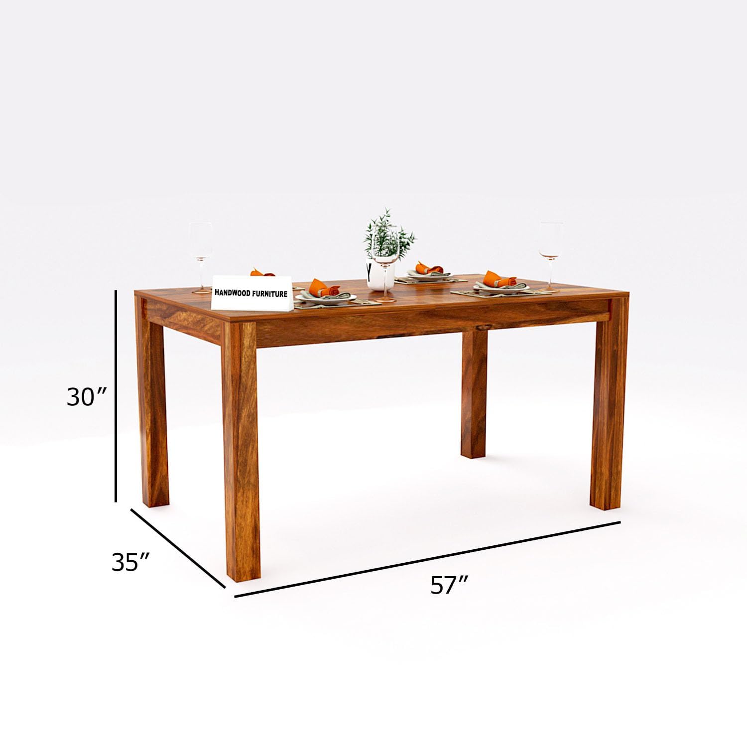 Sheesham Wood Dining Table (57x35) with 6 Chairs | 6 Seater Dining Set | Wooden Dining Table with Chair | Dining Room Furniture