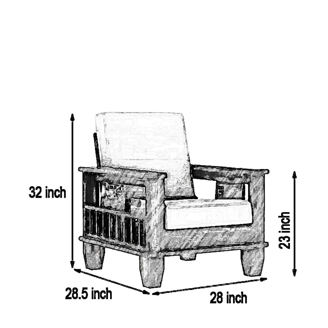 Sheesham Wood 1 Seater Wooden Sofa Set for Living Room Furniture | Sofa for Home & Office | Wooden Sofa Set | 1 Seater Sofa