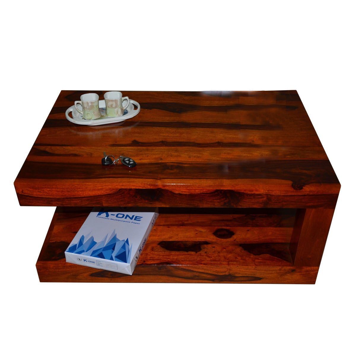 KendalWood Furniture Rectangle Sheesham Wood Coffee Table for Living Room