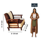 Solid Wood 5 Seater Wooden Sofa Set for Living Room Furniture Fabric 3 + 1 +1 Sofa Set