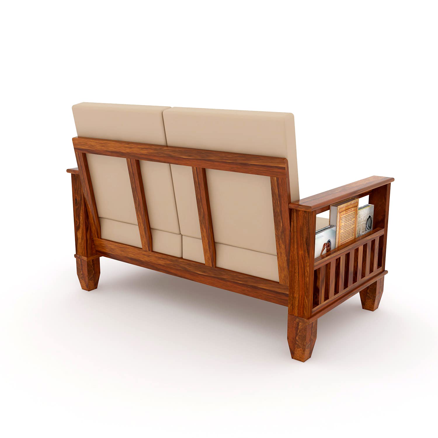 Solid Wood 2 Seater Wooden Sofa Set for Living Room Furniture Fabric 2 Seater Sofa