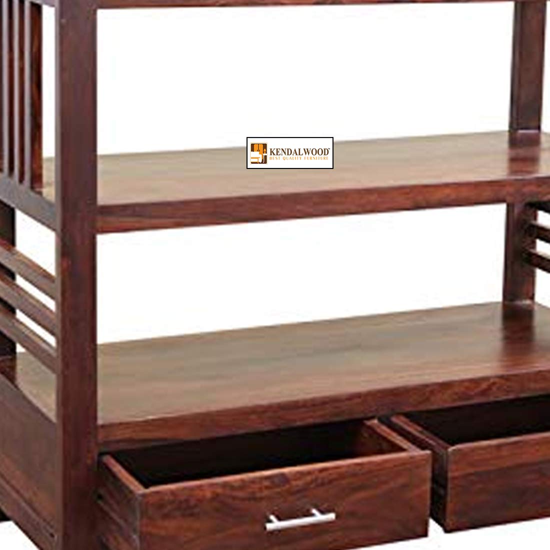 Sheesham Wooden Mahogany Finish Console Table/Kitchen Rack/Book Shelves