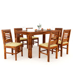 Sheesham Wood Dining Table(57x35) with 6 Chairs | 6 Seater Dining Set | Wooden Dining Table with Chair - Dining Room Furniture