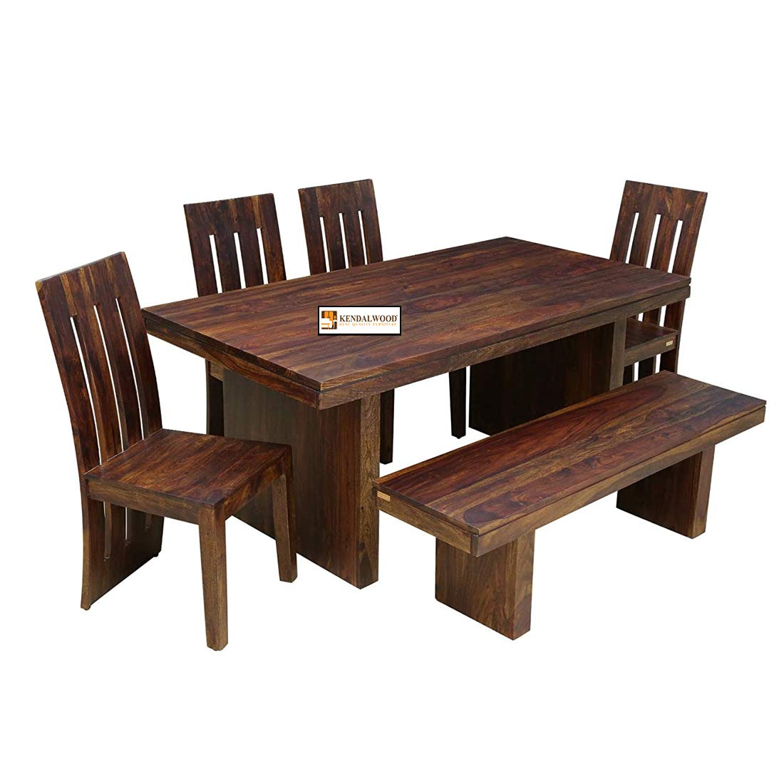 Sheesham Wood Dining Table with 6 Seater with 1 Bench|6 Seater Dining Set- Dining Room Furniture