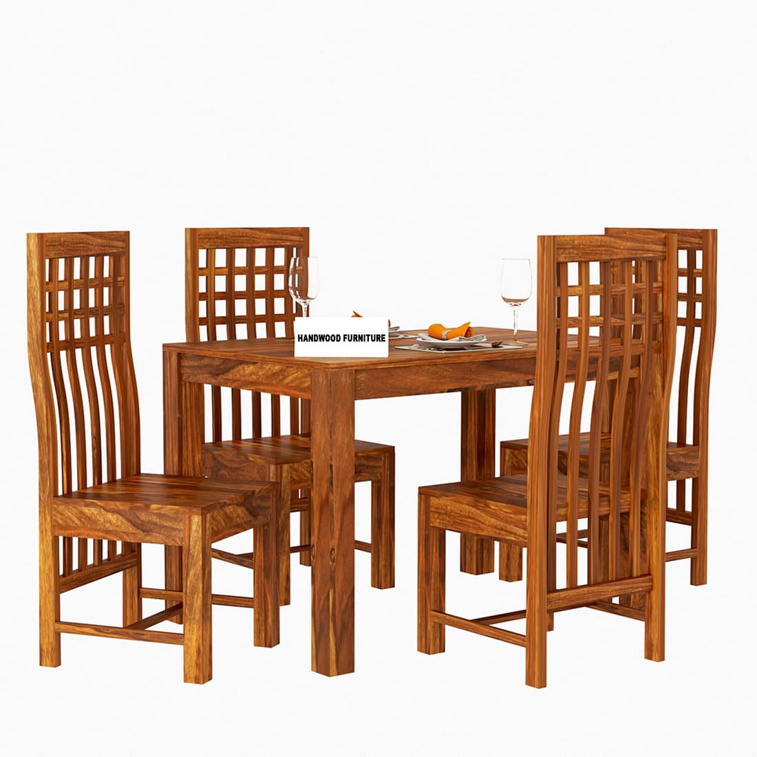 Premium Sheesham Wood Dining Table (45x30) with 4 Chairs | 4 Seater Dining Set | Wooden Dining Table with Chair | Dining Room Furniture