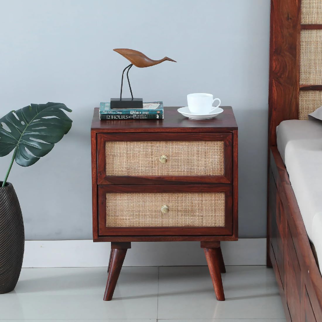 Sheesham Wooden Side Table for Living Room, Bedroom | Wooden Side Table | Bedside Table for Bedroom with Drawers