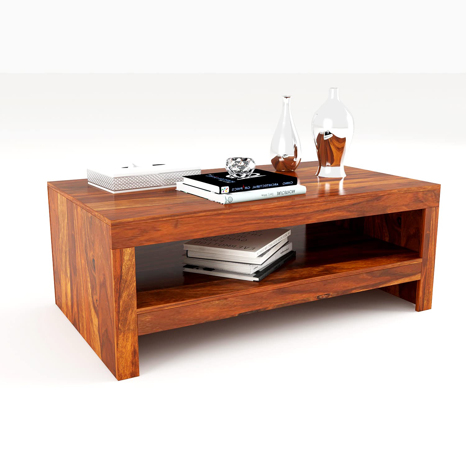 Furniture Rectangle Sheesham Wood Coffee Table for Living Room