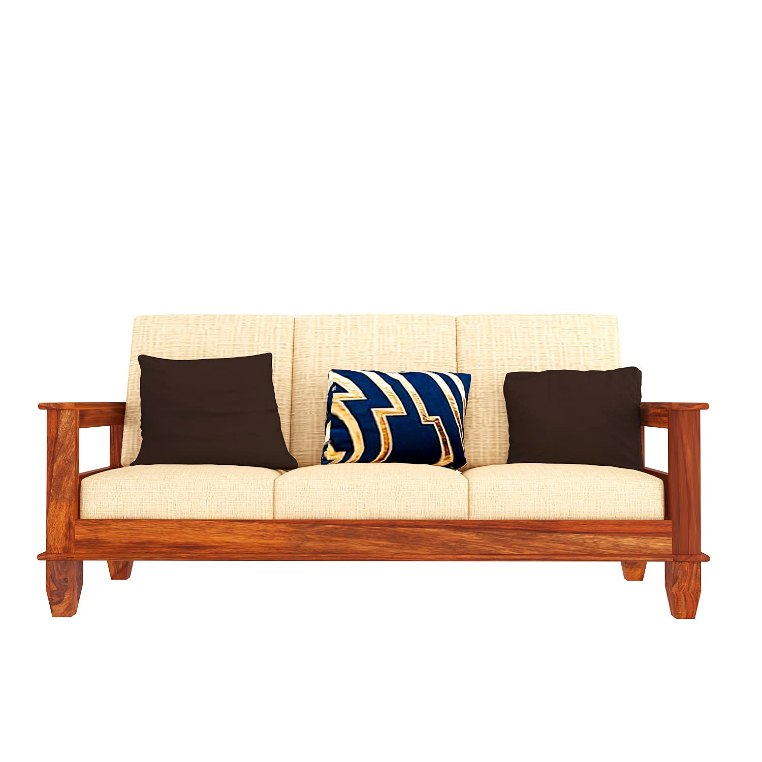 Solid Sheesham Wood Sofa Set , Living Room Furniture (3+1+1 with Center Table) 5 Seater