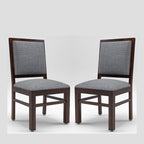 Modern Home Furniture | Solid Wood Dining Chair Set of 2 | Study Chair for Home & Office |Walnut Finish with Grey Cushions