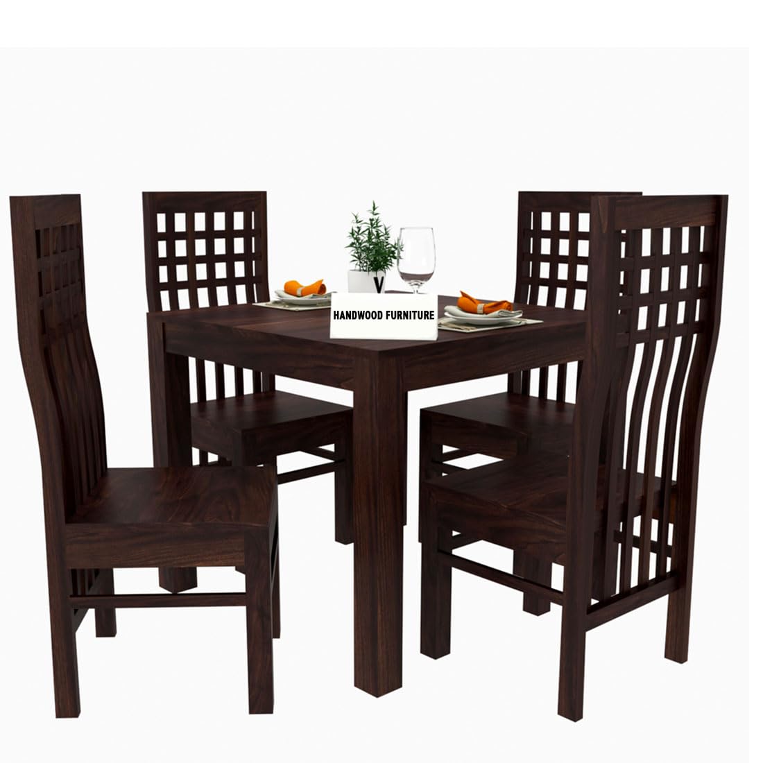 Premium Sheesham Wood Dining Table (34x34) with 4 Chairs | 4 Seater Dining Set | Wooden Dining Table with Chair | Dining Room Furniture