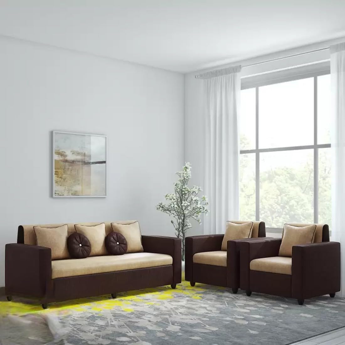 5 Seater Fabric Sofa Set for Living Room Furniture | 3 + 1 + 1 Sofa Set | Sofa for Home & Office
