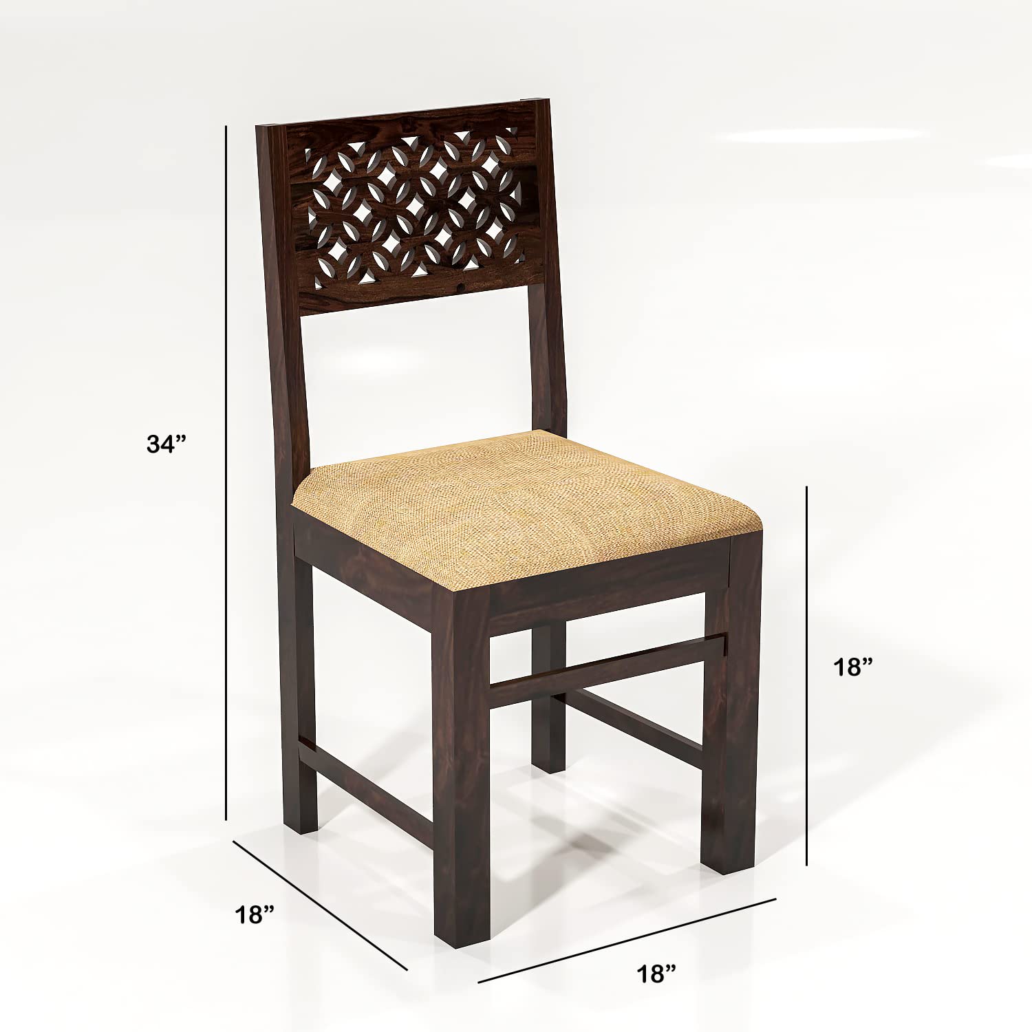 Sheesham Wood Dining Table Square (34x34 inch) with 2 Chair | 2 Seater Dining Set