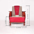 Solid Sheesham Wood Sofa Set | Wooden Sofa Set | Fabric 3 + 1 + 1 Natural Teak Finish
