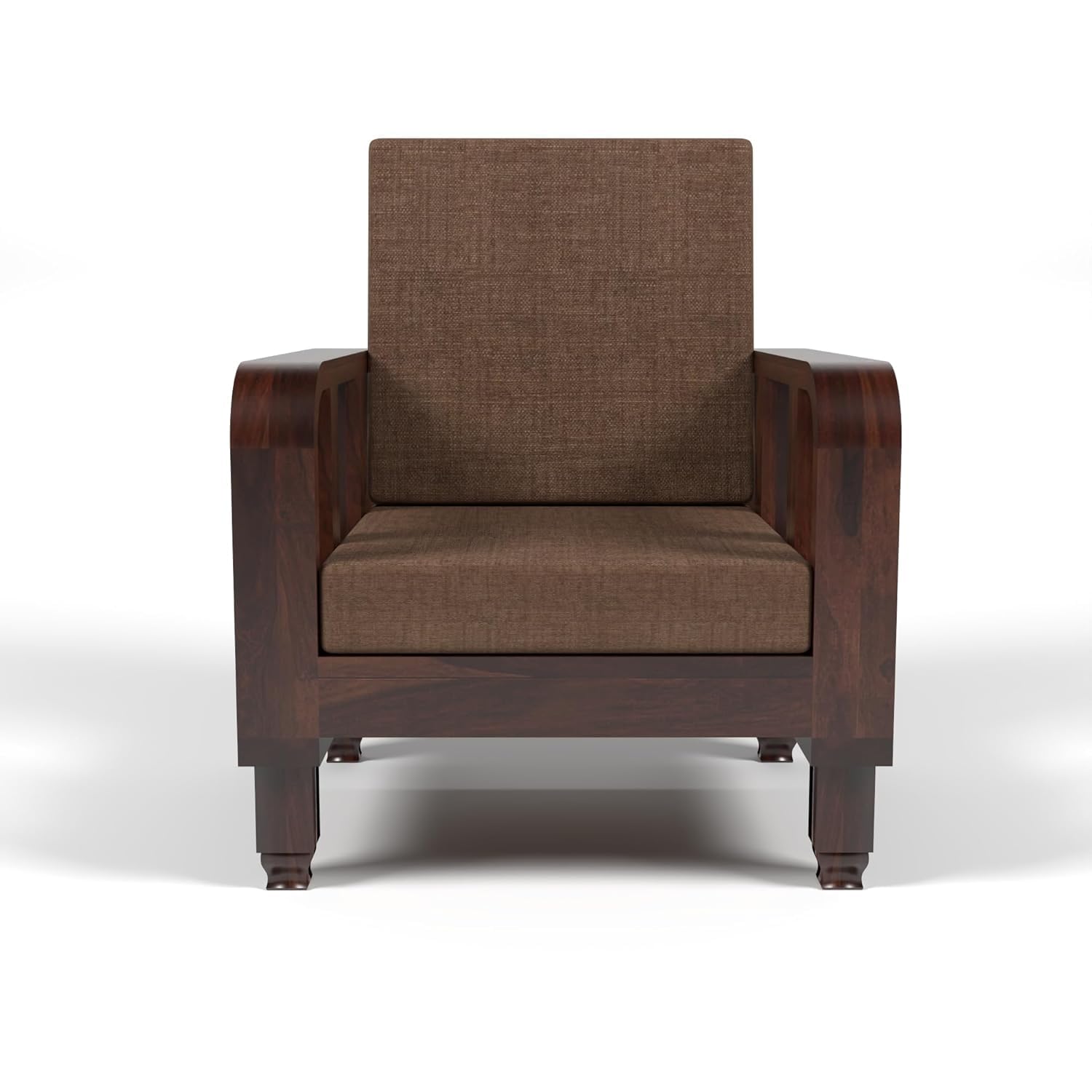 Solid Wood 5 Seater Wooden Sofa Set for Living Room Furniture 5 Seater 3+1+1 Fabric Sofa Set with Center Table
