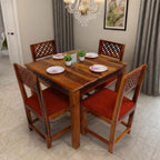 Sheesham Wood 4 Seater Dining Table with 4 Chairs and Cushion